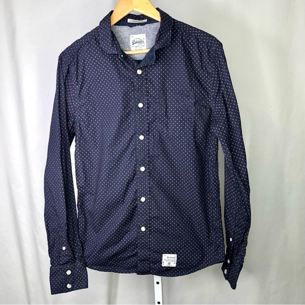 Vintage Superdry button down shirt navy red logo size Large